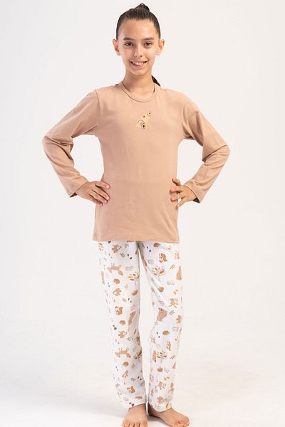 VİENETTA Cotton Girls Long Sleeve Pajama Set(7-8/13-14), 404029