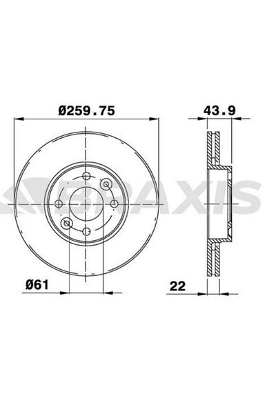 BRAXIS Ten Brake Mirror Air Micra K12 03>10 Note 06>12 Clio Iii 06>10 Modus 04> 260×4