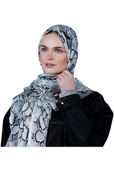 AMICA Abstract Printed Soft Natural Fiber Hijab Head Scarf For Women - Standard