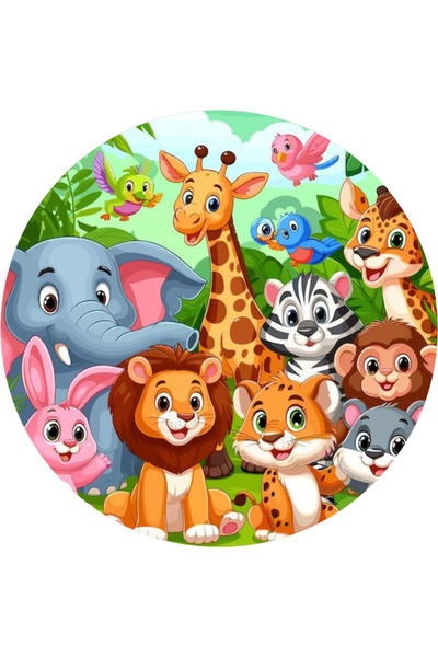 BatıDoğu Safari Yuvarlak Pasta Yenilebilir Resim Baskı 20 cm