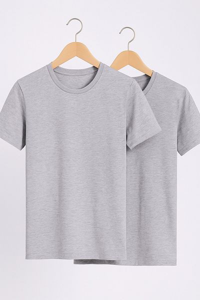 QKK Men's 100% Cotton 2-Piece Crew Neck Gray Undershirt Undershirt Q2Ik1L1Kk5E.2Li