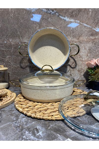Elvira Granite 2-Piece Oblate Pot (24-28 cm) Cream