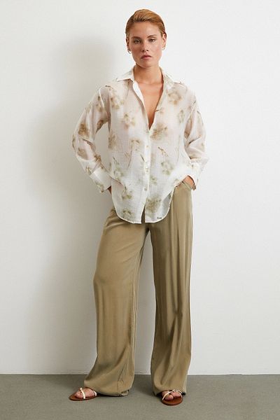 Never more Organza Patterned Tulle Shirt Green
