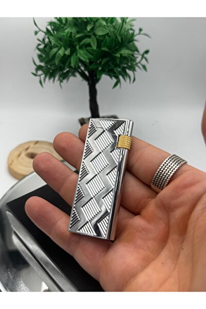 NikaŞ Gümüş Düz Işlemeli Soft Flame Metal Çakmak