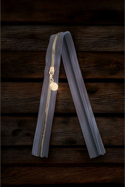 Nildenhobim Bag Zipper - Length: 50 cm - Width: 3.5 cm (Dark Gray - Gold Teeth)