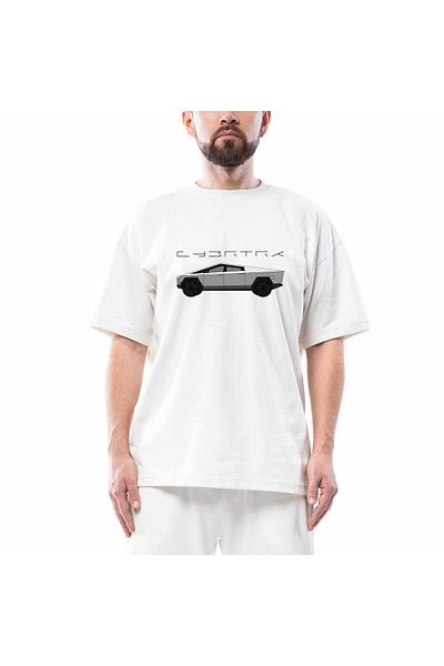 Z zepplin Tesla Cybertruck Oversize White T-Shirt