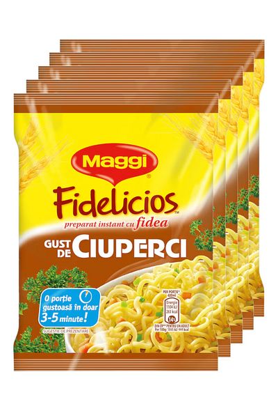Maggi Pack of 5x instant noodles with mushroom flavor Maggi Fidelicios 5x59.2g, 296g