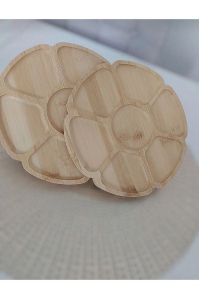 shop Wooden Presentation Holder with 4 Compartments, Snack Holder, Breakfast 20X20 cm