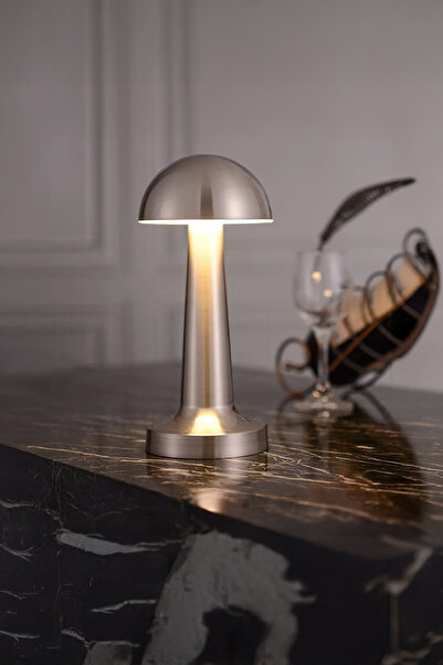 Vadi Dokunmatik Şarjlı 3 Kademeli Işıklı Gece Lambası USB Girişli Gümüş Metal...