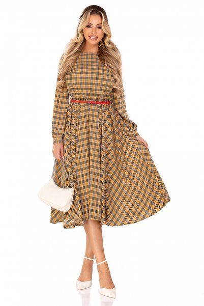 Atmosphere Fashion Καρό φόρεμα μίντι