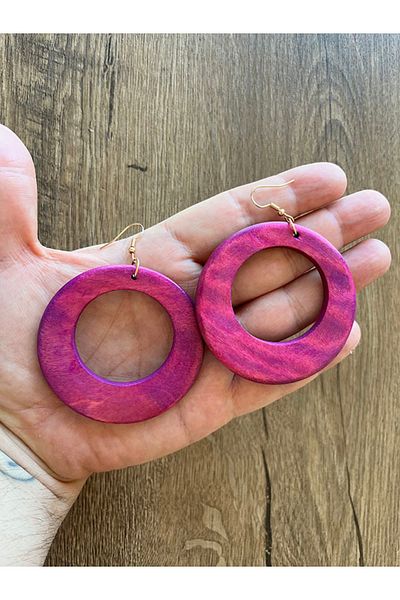 Büyük Hanım Wooden Colorful Chunky Style Earrings