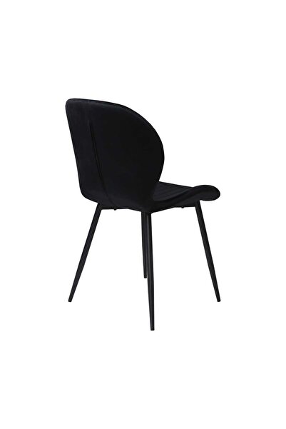 ARTA DOOR Set 4 Scaune Opal Negru Textil pentru Dining și Bucătărie, Picioare Metalice