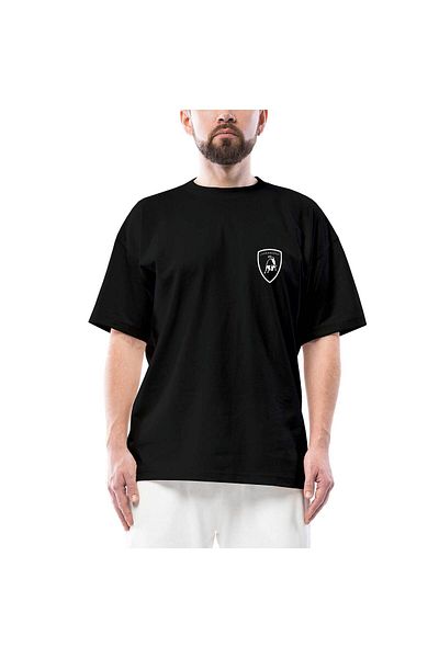 Z zepplin Lamborghini Logo White Oversize Black T-Shirt