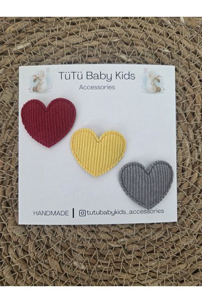 Accessories مشبك شعر على شكل قلب بدون شعر، مشبك شعر للفتيات الصغيرات، مجموعة مشابك شعر مكونة من 3 قطع