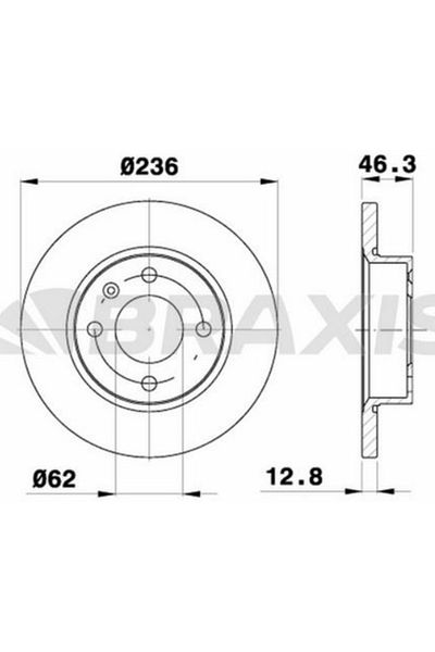 BRAXIS On Brake Mirror Favorit Felicia 1.1 / 1.3 / 1.6 / 1.9 Forman Caddy II 1.6 / 1.9D 96 00