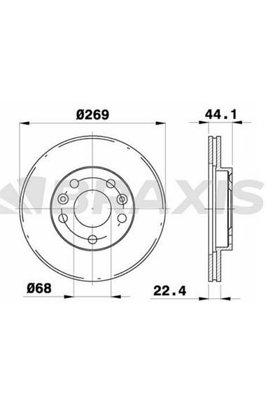 BRAXIS Brake Disk Mirror Dacia Duster 10> Megane IV 15> (269×22.5×68×44) 5 Bolts