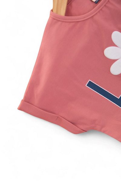 Ege Bebek Girl's Summer Love Printed 2-3-4-5-6 Years Shorts Bottom Top Set