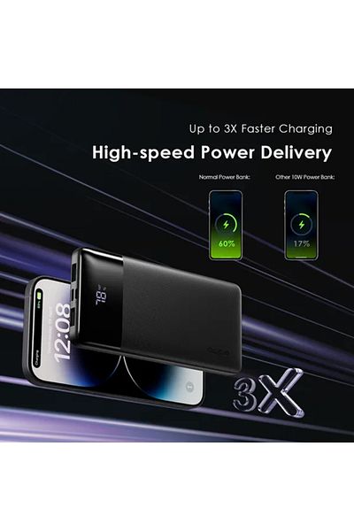 oraimo Power Bank Toast Byte USB-C and 2-USB Ports 10000mAh 22.5W - Black