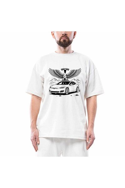 Z zepplin Λευκό μπλουζάκι Tesla And Eagle Oversize
