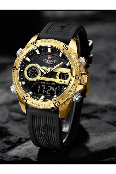 Naviforce Men's Watches Military Digital Analog Quartz Watch with Alarm for Men Dual Time Alarm Chronograph