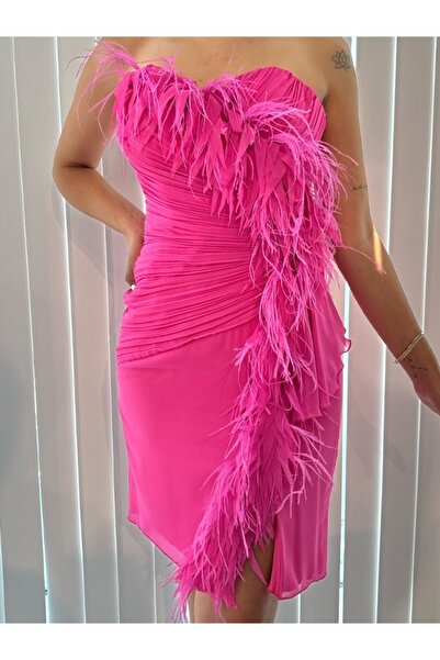 Always Dress Tüy detaylı kısa elbise