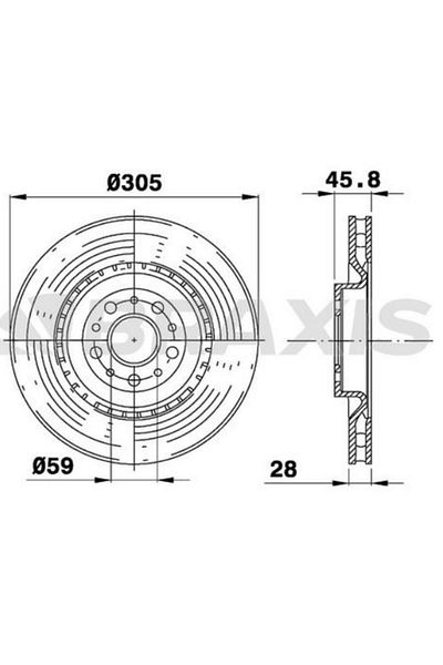 BRAXIS ON BRAKE DISC DOBLO III FIAT 500 COMBO 1.3D / 1.4 / 1.6D (305MM 5 BOLTS)