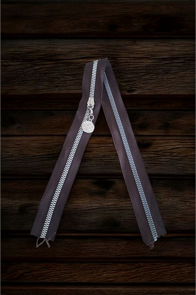Nildenhobim Bag Zipper - Length: 50 cm - Width: 3.5 cm (Brown - Silver Teeth)