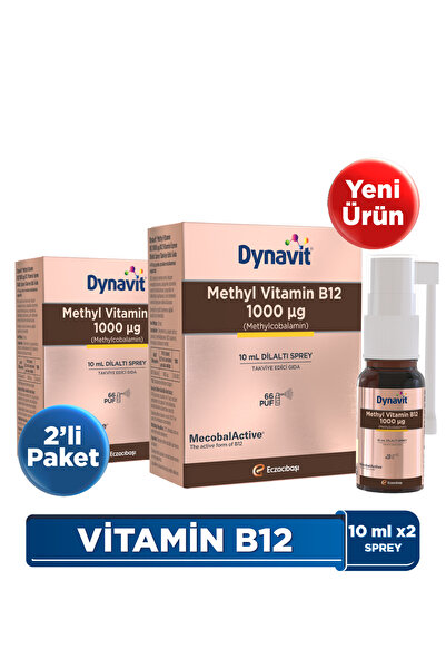 Dynavit Vitamin B12 1000mcg 10mL Dilaltı Sprey-2’li Avantaj Paketi- Aile Boyu B12 Vitamini - Methylcobalamin