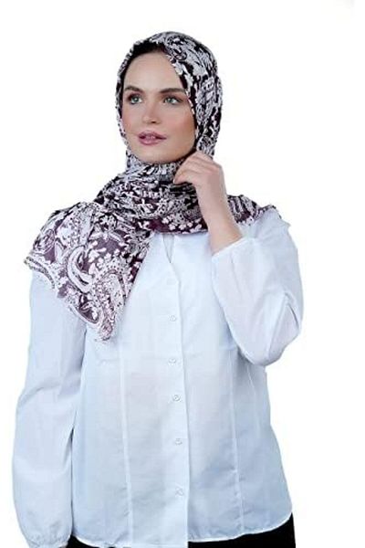 AMICA Paisley Printed Hijab Soft Natural Fiber Head Scarf For Women - Standard