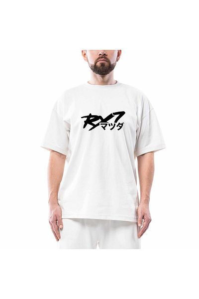 Z zepplin Mazda Rx7 Japanese Logo Oversize White T-Shirt