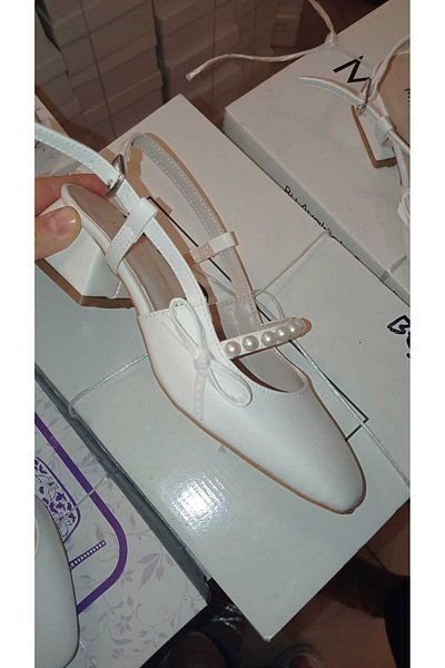 GNY AYAKKABI Women's Comfortable Stylish Maryyjanee Shoes with Pearls