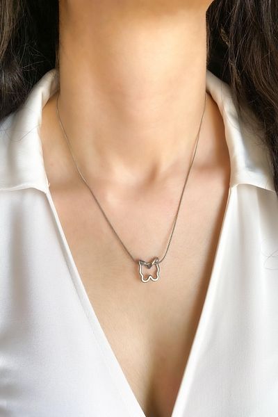 DEMOKAN Women's Steel Necklace Butterfly Bombing Necklace