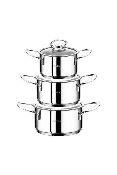 OMS Mini Steel Pot with Glass Lid 16 cm