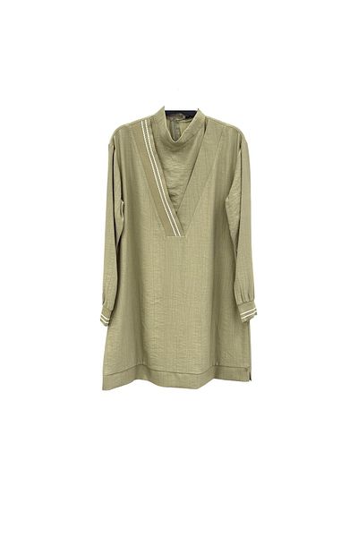 Armine Women's Cross Collar Ribbed Tunic 25Yt4143