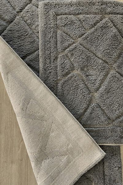 Thalia Home Set de covoare de baie cu textura moale, 100% bumbac, absorbant de apa, set de 2 covoare de baie 60x100 - 50x60