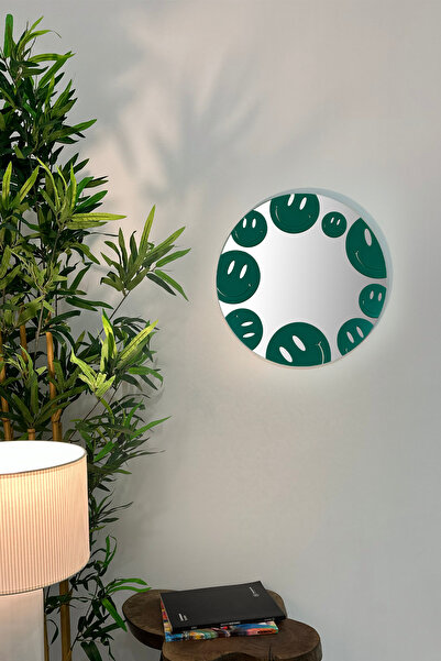 Ortakçı Design Echo Deco Gülücük Desen Baskılı Dekoratif Ayna Yeşil