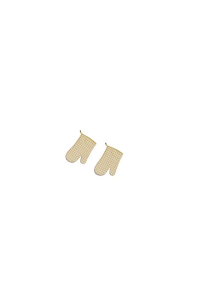 Liagué Set of 2 Liague oven mitts, 28 x 18 cm, quilted cotton, white, beige