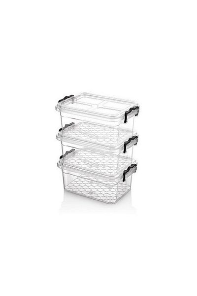 ÇEÇEN HOME (3 Pcs) Plastic Pantry Storage Container, Storage and Protection Container with Lock Lid 3 Liters