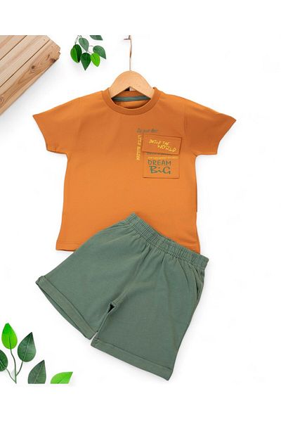 Egelite Boy's Summer Pocket Detail 6-7-8-9-10 Years Old Single Bottom Top Shorts Suit