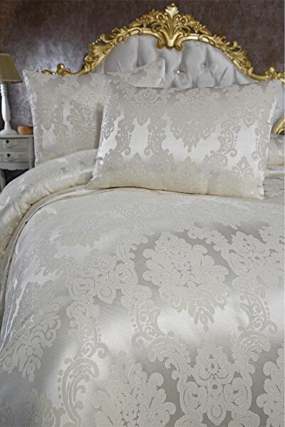 bursa çeyiz Soil Jacquard Chenille Bedspread Cream