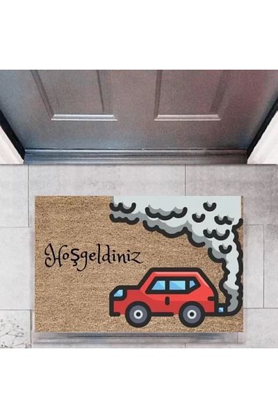 Mu Art Ahşap Door Mat Decorative Digital Print Cars P-2662