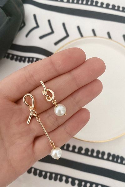 Glaren Gold Color Women's Earrings with Knot Dangle