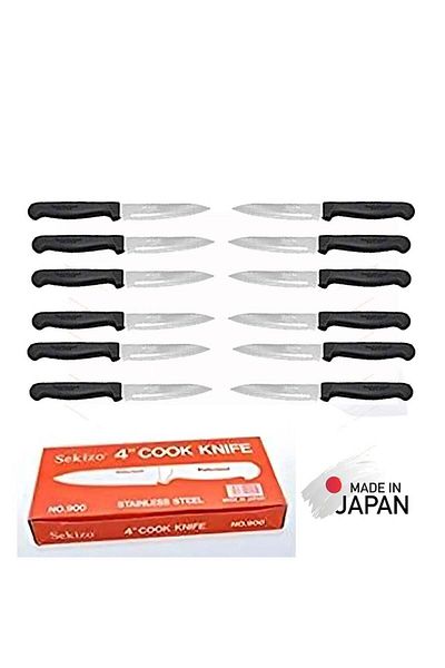 Rally Sekizo Original Japanese Serrated Stainless Steel Knife Set with Plastic Handle – 12 Pieces
