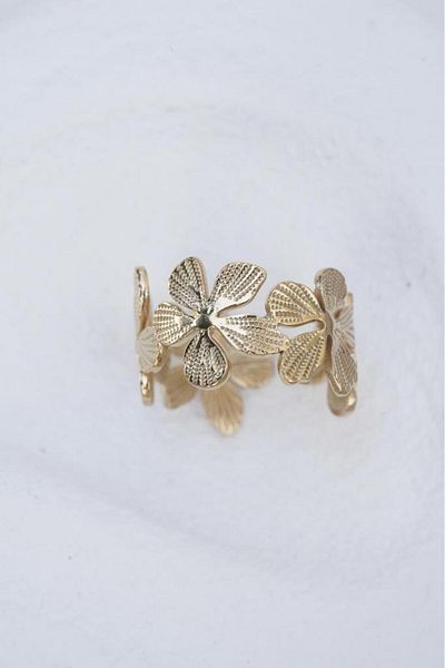 AŞIK ACCESSORIES Adjustable Stainless Flower Ring