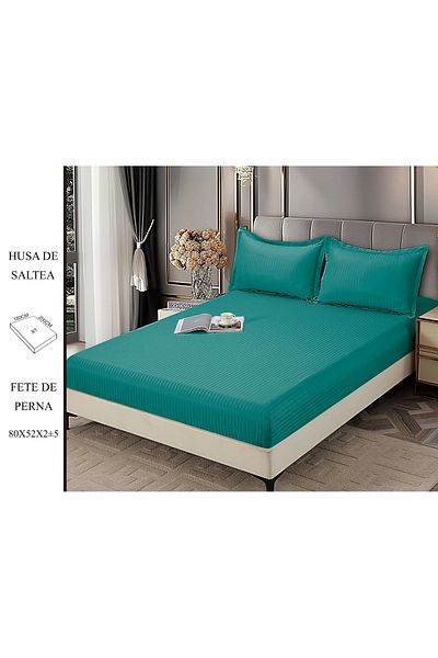 CHIRASO CHIRASO Bed Cover Set, DAMASK, for 180x200 cm mattress and 2 Pillowcases 52x80cm, turquoise