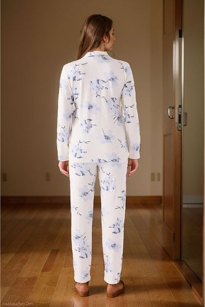 Pierre Cardin Set de pijamale crem din bumbac, 2 bucăți, pentru femei, LL.PC88.K83.D01