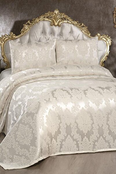 bursa çeyiz Soil Jacquard Chenille Bedspread Cream