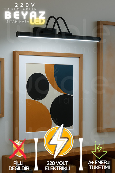 luciole Siyah Kasa Beyaz LED Flüt Tablo Aplik 35 cm | 220V Duvar Tipi Aydınlatma | VoltLine Serisi