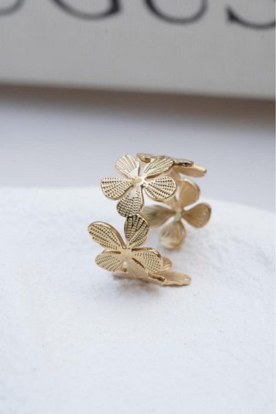 AŞIK ACCESSORIES Adjustable Stainless Flower Ring