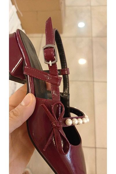 GNY AYAKKABI Women's Comfortable Stylish Maryyjanee Shoes with Pearls